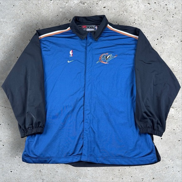 Vtg 90s Nike Team NBA Washington Wizards Warmup Jacket Shooting‎ Shirt 2XL
